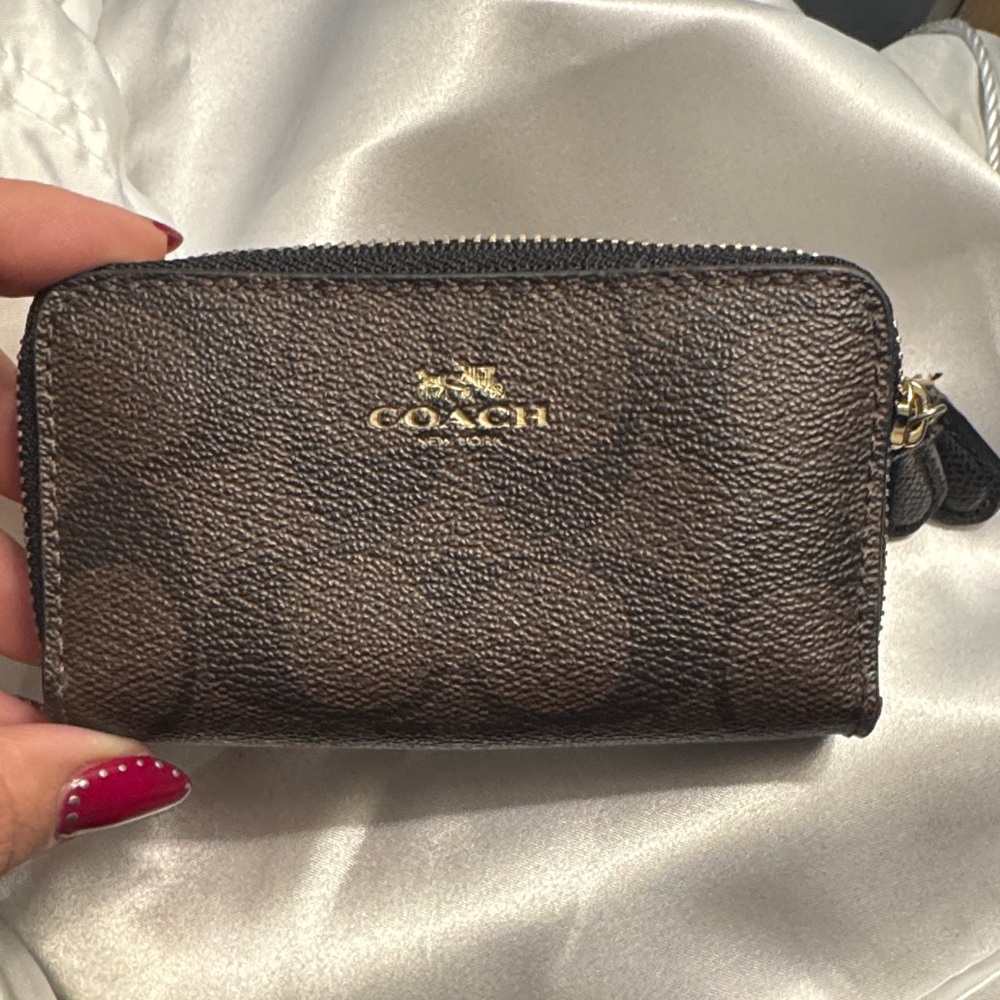 Coach Signature Brown Coated Canvas Wallet